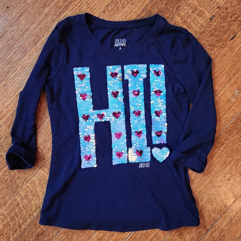 Justice Girls Long Sleeved Sequin Top